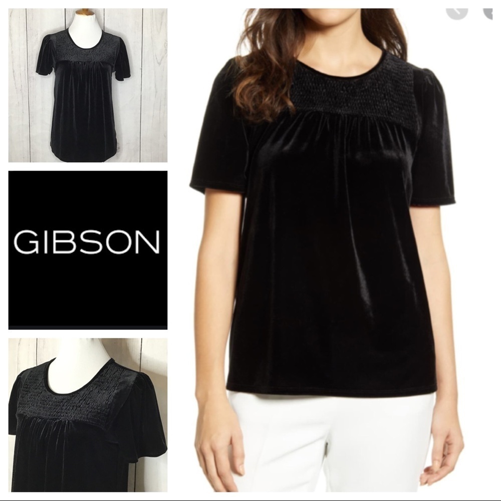 Gibson X Glam Motherchic smocked‎ yoke velvet Tee